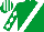 EMERALD GREEN,white sash & diamonds on slvs,emerald green & white striped cap