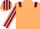 Beige, Maroon epaulets, striped sleeves and cap