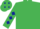 Emerald Green, Dark Blue diamonds on sleeves and cap