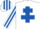 White, Royal Blue Cross of Lorraine, striped sleeves and cap