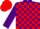 Purple and Red check, Purple sleeves, Red cap