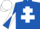 Royal Blue, White Cross of Lorraine, diabolo on sleeves, White cap