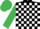 BLACK & WHITE CHECK, emerald green sleeves & cap