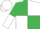 EMERALD GREEN & WHITE QUARTERED, halved sleeves, white cap