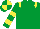 Emerald Green, Yellow epaulets, hooped sleeves, quartered cap