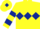 Yellow, Dark Blue triple diamond, hooped sleeves, Yellow cap, Dark Blue diamond