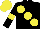 Black, large Yellow spots, armlets and cap