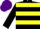 BLACK & YELLOW HOOPS, purple cap