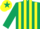 DARK GREEN & YELLOW STRIPES, dark green sleeves, yellow cap, dark green star