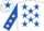 White, Royal Blue stars, Royal Blue sleeves, White stars, White cap, Royal Blue star