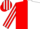 RED & WHITE HALVED, striped sleeves & cap