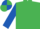EMERALD GREEN, royal blue sleeves, quartered cap