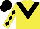 Yellow, Black chevron, diamonds on sleeves, Black cap