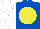 Royal Blue, Yellow disc, White sleeves and cap