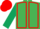 EMERALD GREEN, RED seams, DARK GREEN sleeves, RED cap