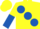 Yellow, large Royal Blue spots, halved sleeves