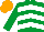Emerald Green, White chevrons, Orange cap