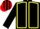 BLACK, YELLOW seams, BLACK and RED striped cap
