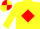 Yellow, Red Diamond, Red and Yellow quartered cap