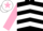 Black, white chevrons, pink sleeves, white cap, pink star