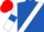 Royal Blue, White sash, White sleeves, Royal Blue armlets, Red cap