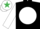 BLACK, white disc & sleeves, white cap, emerald green star