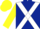 Dark Blue, White cross belts, Yellow sleeves and cap