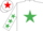 WHITE, emerald green star & stars on sleeves, white cap, red star