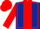 DARK BLUE, red panel, red seams on sleeves, red cap