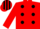 RED, black spots, black armlet, striped cap