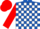 Royal Blue and White check, Red sleeves and cap