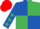 ROYAL BLUE & EMERALD GREEN QUARTERED, emerald green stars on sleeves, red cap