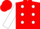 RED, white spots, white sleeves, red cap