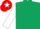 DARK GREEN, white sleeves, red cap, white star