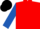 Red, Royal Blue sleeves, Black cap