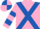 Pink, Royal Blue cross belts, hooped sleeves, quartered cap