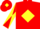 Red, Yellow diamond, diabolo on sleeves and diamond on cap