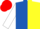 ROYAL BLUE & YELLOW HALVED, white sleeves, red cap