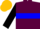 Maroon, Blue hoop, Black sleeves, Gold cap