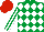 Emerald Green and White diamonds, striped sleeves, Red cap