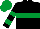 Black, Emerald Green hoop, hooped sleeves, Emerald Green cap