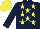 DARK BLUE, yellow stars, dark blue sleeves, yellow cap