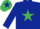 DARK BLUE, emerald green star, emerald green cap, dark blue star