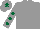 GREY, dark green spots on sleeves, grey cap, dark green star