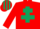RED, dark green cross of lorraine, striped cap