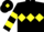 Black, Yellow triple diamond, hooped sleeves and diamond on cap