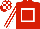 Red, White hollow box, striped sleeves, check cap