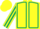 Yellow, Dark Green seams, striped sleeves, Yellow cap