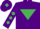 Purple, emerald green inverted triangle, diamonds on sleeves, purple cap, emerald green diamond