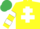 Yellow, White Cross of Lorraine, hooped sleeves, Emerald Green cap